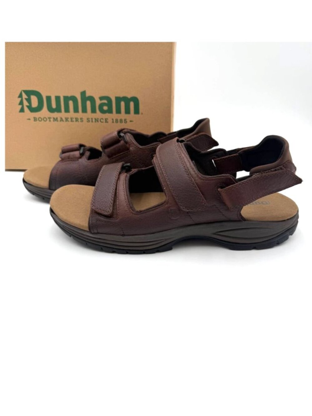 Men's Size 12 4E XWIDE Dunham St. Johnsbury Leather Sandals Brown Waterproof NIB